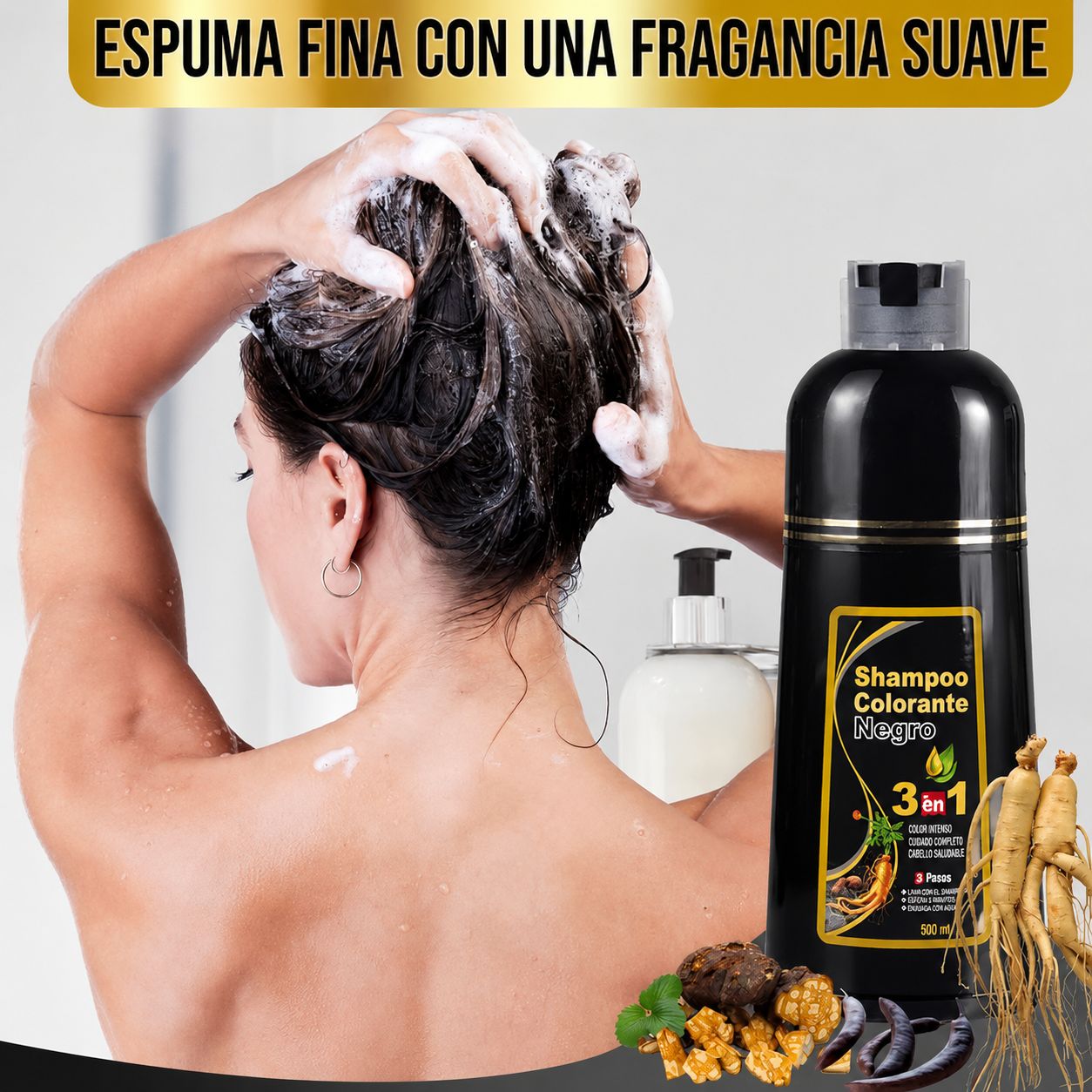 Shampoo Colorante Negro 3 en 1 HIMEIDU™ – ¡Luce Más Joven en Minutos!