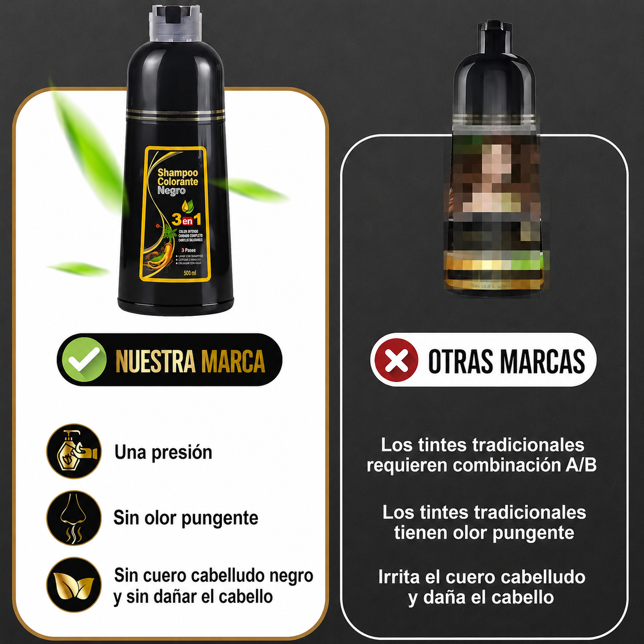 Shampoo Colorante Negro 3 en 1 HIMEIDU™ – ¡Luce Más Joven en Minutos!