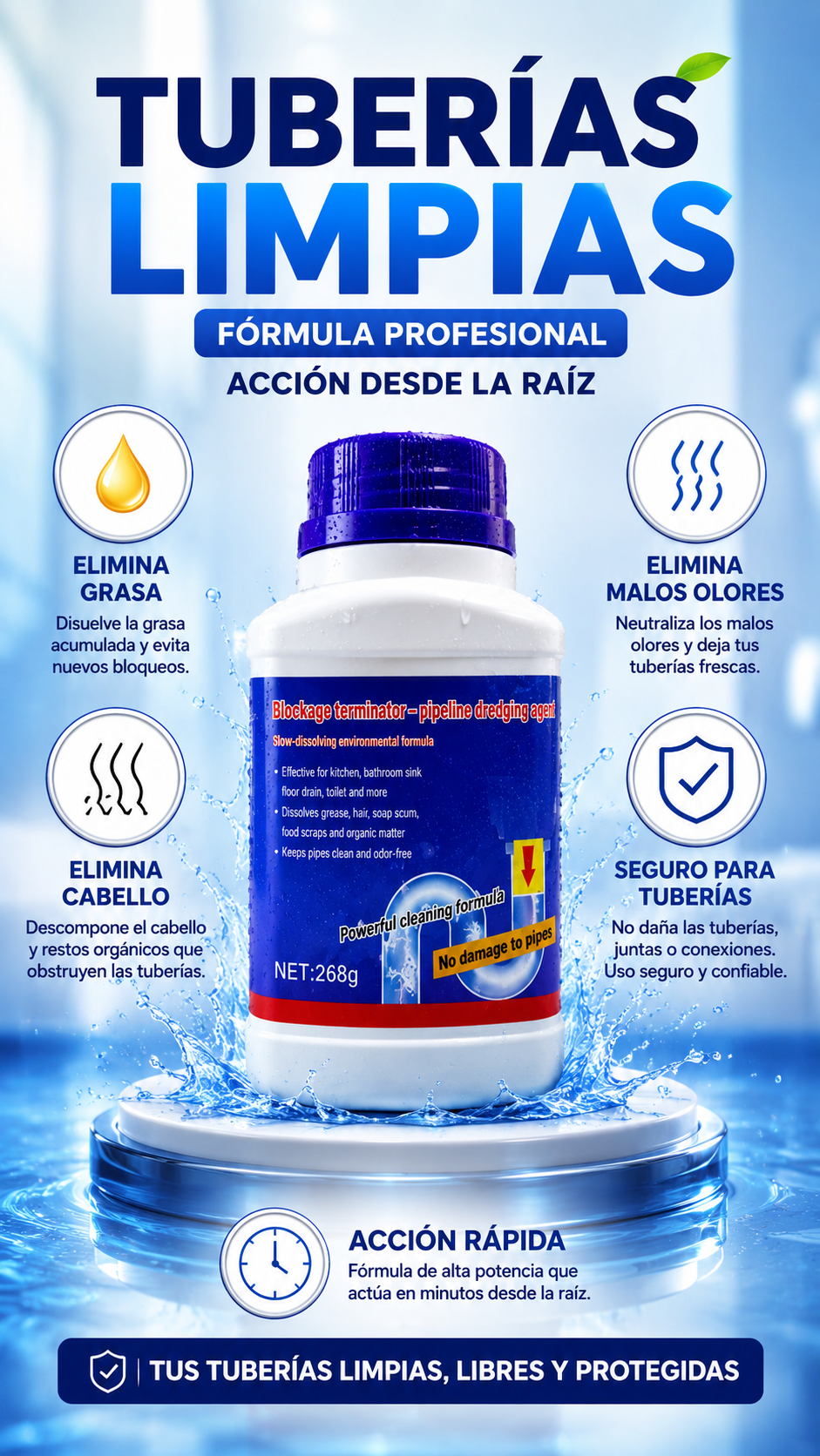 Destapador de Tuberías Profesional | Limpieza Rápida y Efectiva 🚿✨