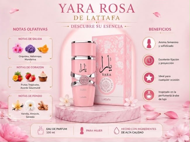 ✨ Yara Rosa by Lattafa | Perfume Árabe Premium para Mujer 100 ml